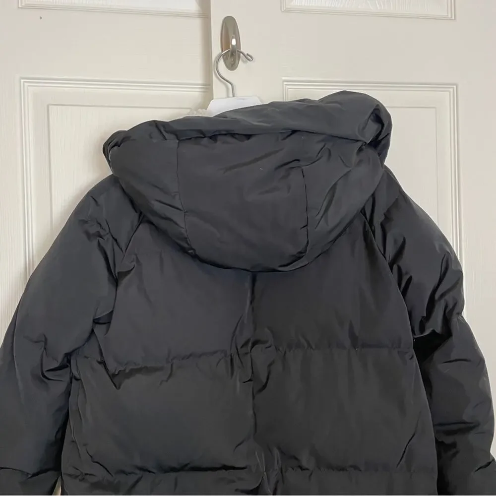 Orolay Thickened Down Black Parka Hooded Puffer Jacket Sz S
